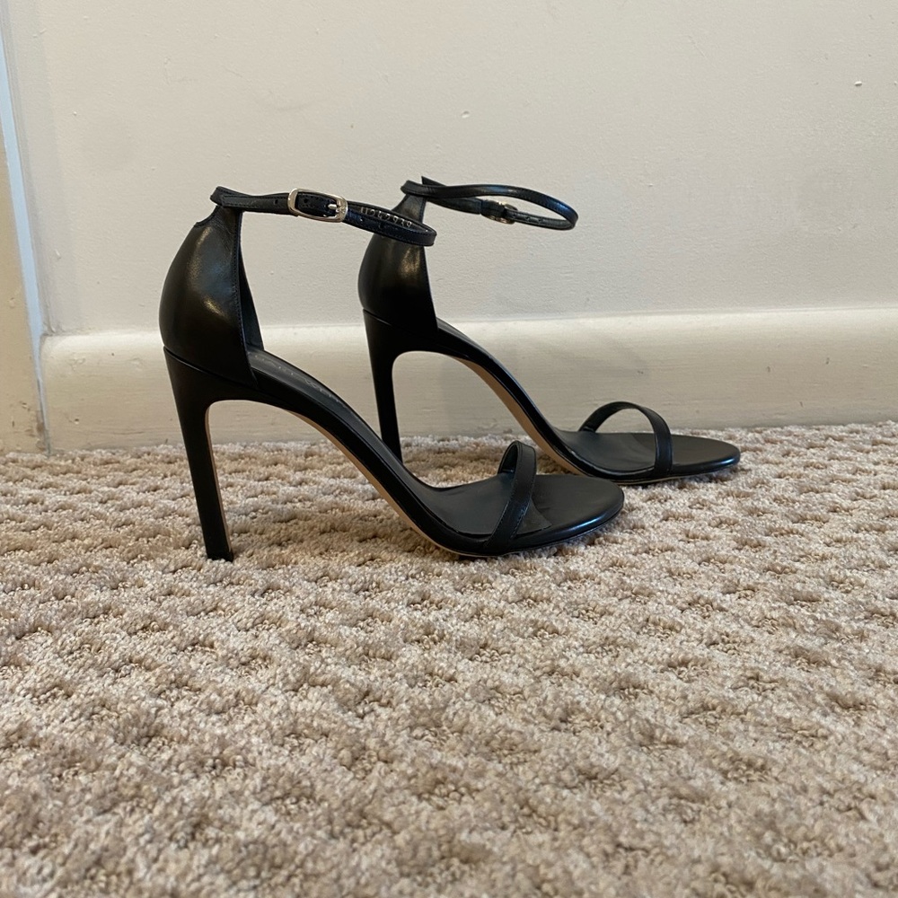 Stuart Weitzman Black Ankle Strap Sandals